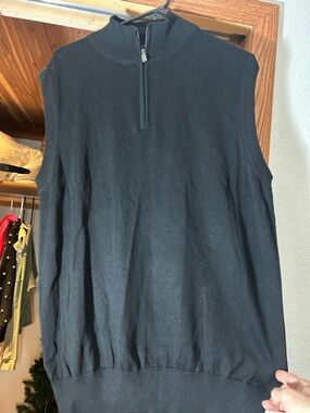 Black Sleeveless Half-Zip Knit Sweater Vest